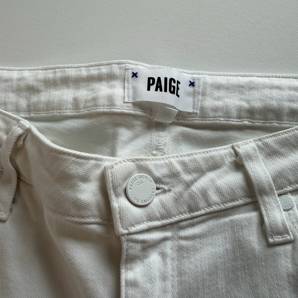 PAIGE White Denim Jeans Women’s Size 28 Mid Rise Straight Leg Premium designer - Picture 5 of 15
